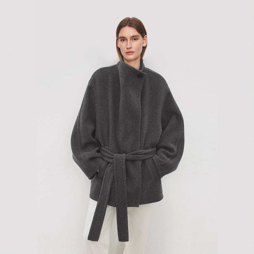Damen Oversized-Mantel mit Bindegürtel Eveloria - Eveloria