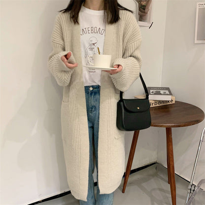 Damen Strickcardigan Übergröße Lässiger Schnitt Mit Taschen Beige - Eveloria