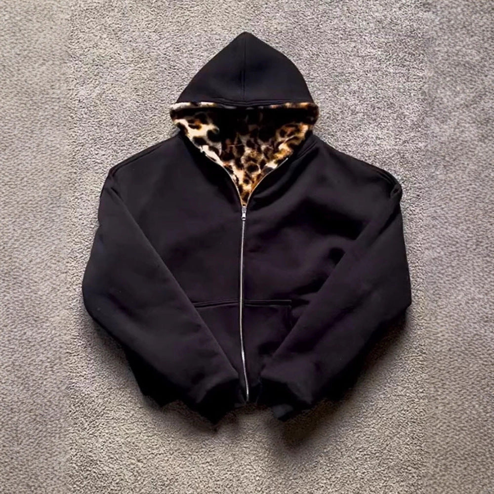 Damen Kapuzenjacke Samtig Fütterung Schwarz Eveloria - Eveloria
