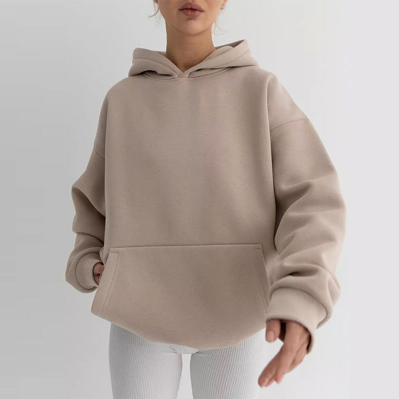 Damen Oversize Kapuzenpullover Baumwollmix Schwarz Eveloria - Eveloria