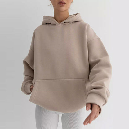 Damen Oversize Kapuzenpullover Baumwollmix Schwarz Eveloria - Eveloria