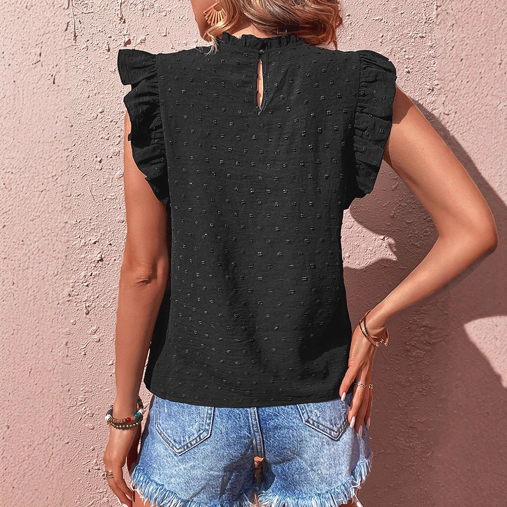 Damen Bluse mit Rüschendetails und floralem Spitzenbesatz