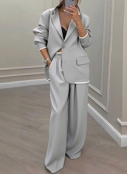 Damen Blazer-Hose-Set Weiter Schnitt Modern Eveloria