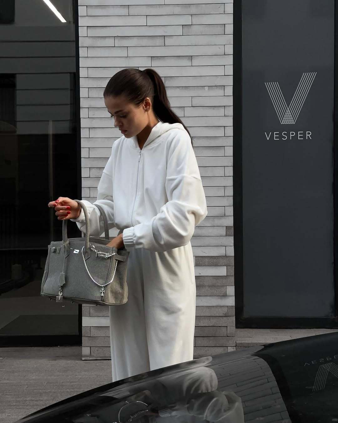 Damen Fleece-Jumpsuit mit Kapuze und Taschen Eveloria