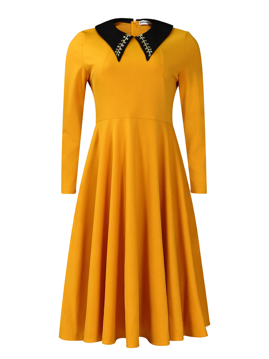 Damen Kleid Eleganter Kragen Voluminöser Rock