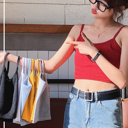 Damen Cropped Elastisch Schmale Träger