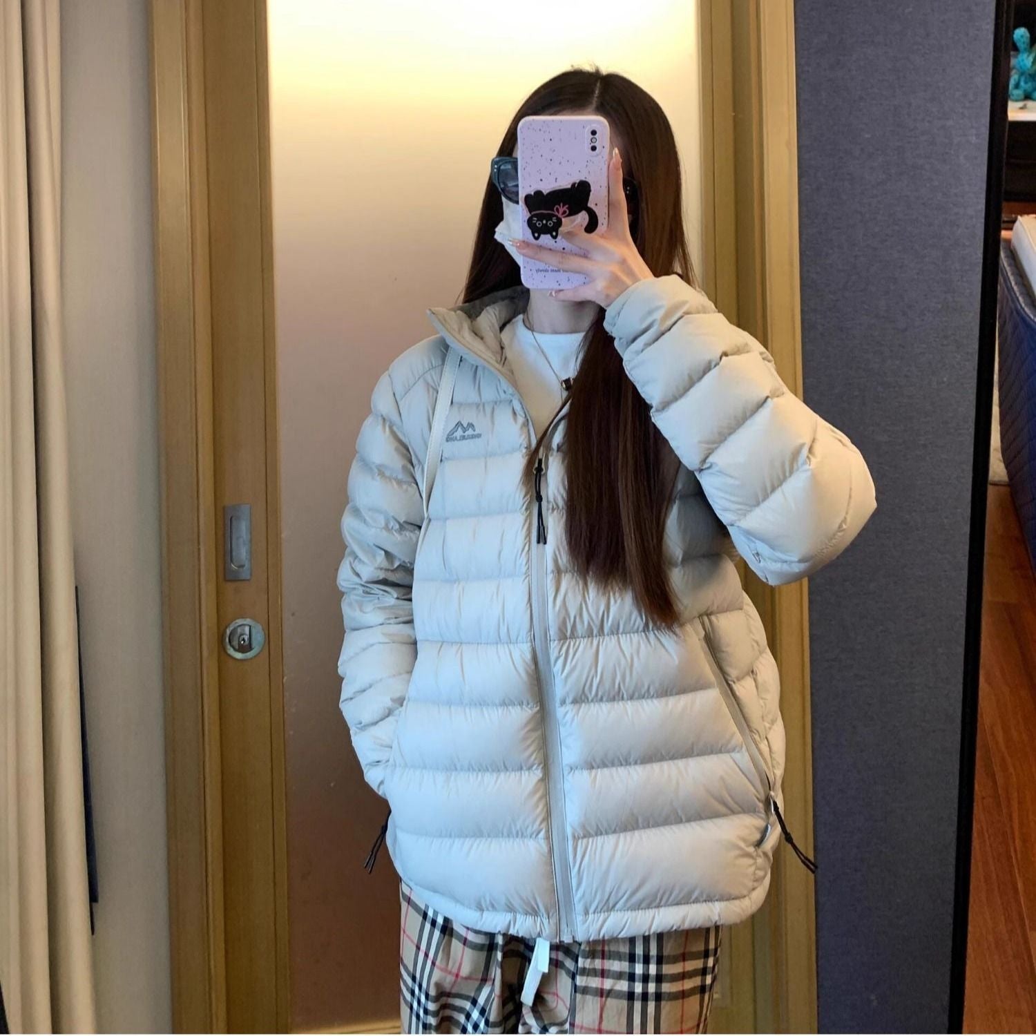 Damen Winterjacke Gesteppt Hochkragen Schwarz - Eveloria
