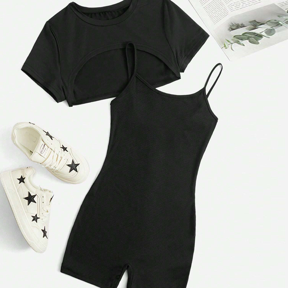 Damen Jumpsuit Set Cropped und Shorts Eveloria - Eveloria
