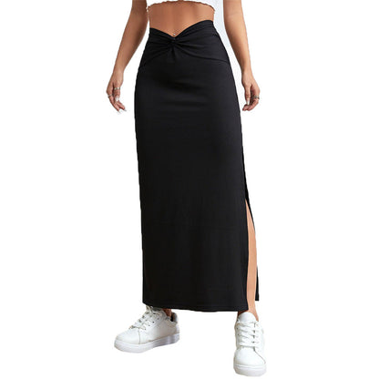 Damen Maxirock mit Seitenschlitz und Knotendetail