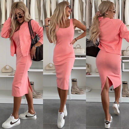 Damen Freizeitkleid mit Strickjacke Eveloria