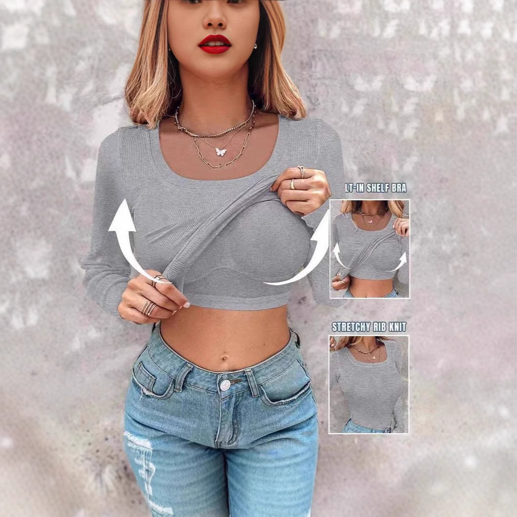 Damen Cropped Langarmshirt mit Trägershirt Eveloria