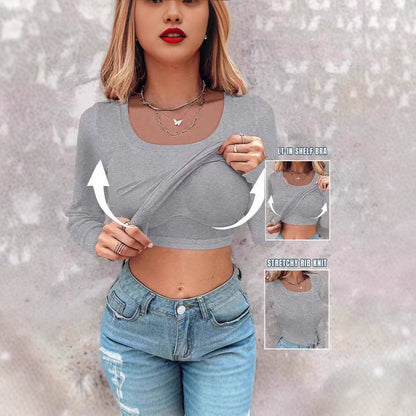 Damen Cropped Langarmshirt mit Trägershirt Eveloria