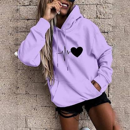 Damen Kapuzenpullover Herzschlagmotiv Eveloria
