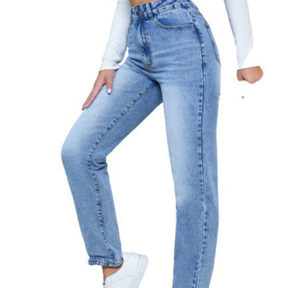 Damen High-Waist Straight-Leg Jeans Eveloria