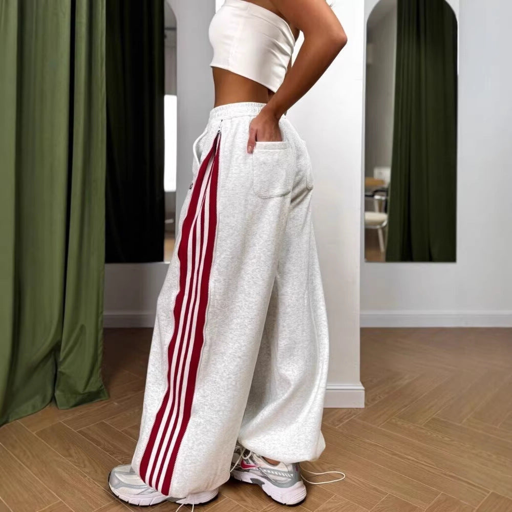Damen Sportliche Freizeithose Elastisch Mit Seitlichen Streifen