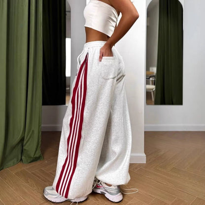 Damen Sportliche Freizeithose Elastisch Mit Seitlichen Streifen