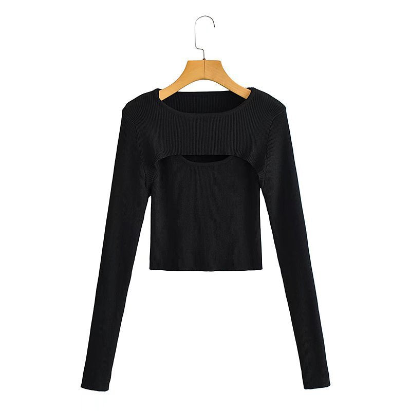 Damen Langarm Crop- Cut-Out-Design Eveloria