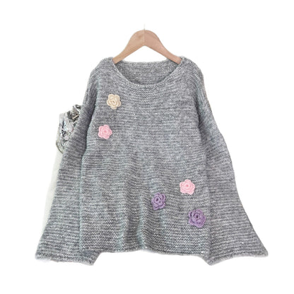 Damen Strickpullover Florales 3D-Design Eveloria
