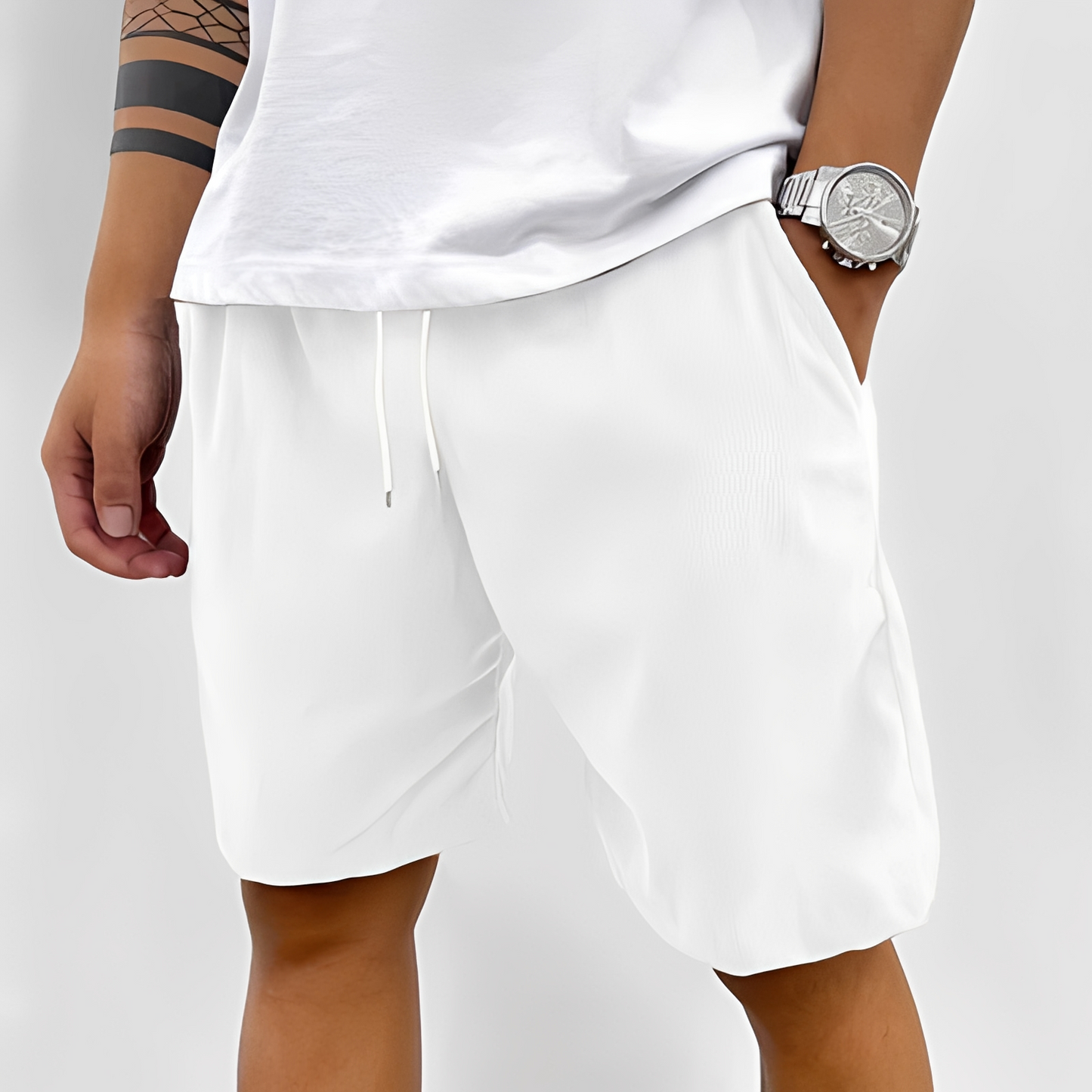 Herren Sommer-Shorts Verstellbar Leicht Beige - Eveloria
