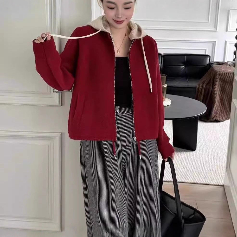 Damen Steppjacke mit Kapuze Doppelreißverschluss Eveloria