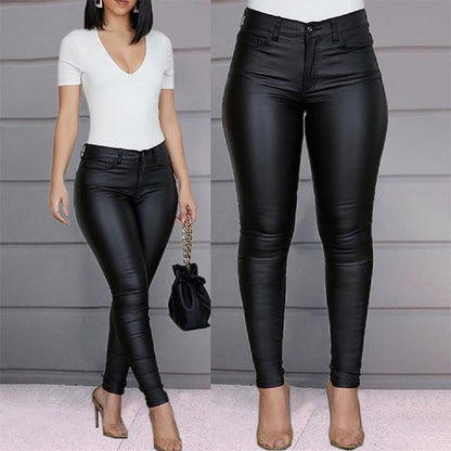 Damen High-Waist-Hose Figurbetont Schwarz Eveloria - Eveloria
