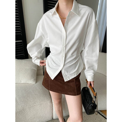 Damen Oversized Hemdbluse aus Baumwolle mit praktischen Taschen und
