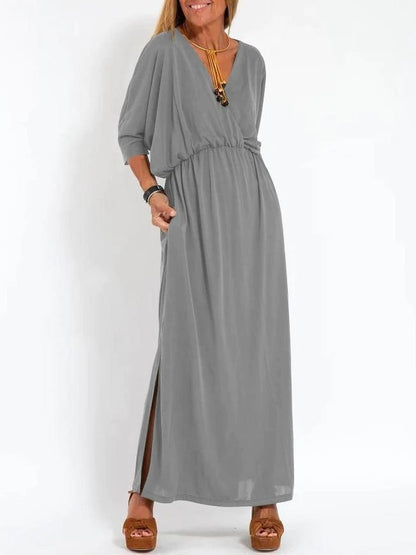 Eveloria Damen Maxikleid mit Seitenschlitz und Flexibler Taille