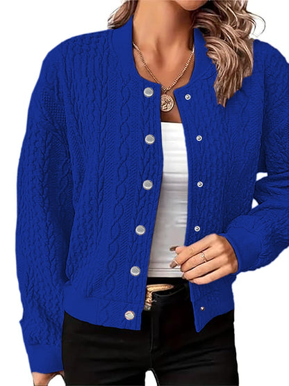 Damen Strickjacke Zopfmuster Druckknöpfe Eveloria