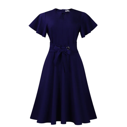 Damen Wickelkleid Sommer Leicht Taillengürtel Eveloria