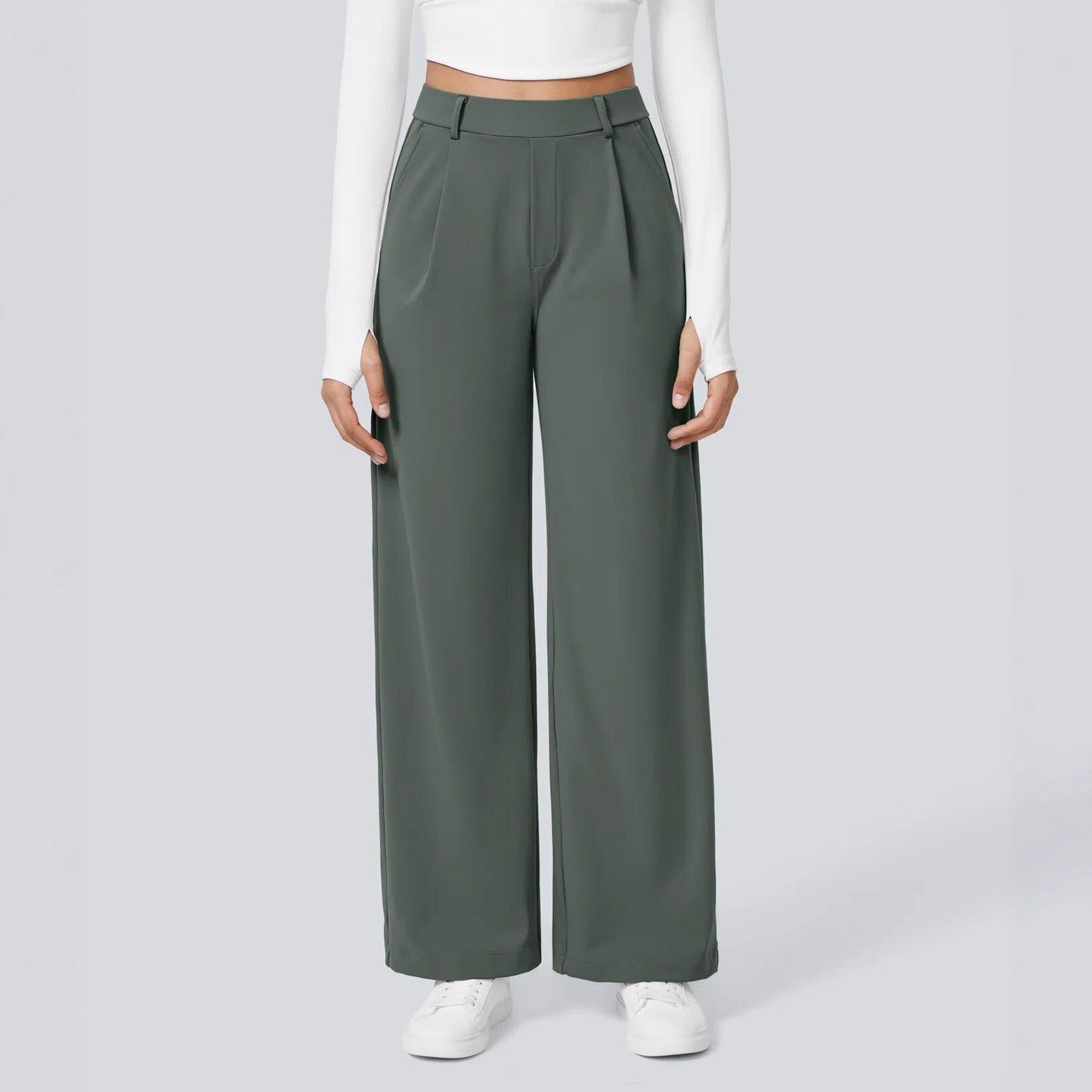 Damen Palazzo-Hose Weit Geschnitten Falten Elegant Eveloria