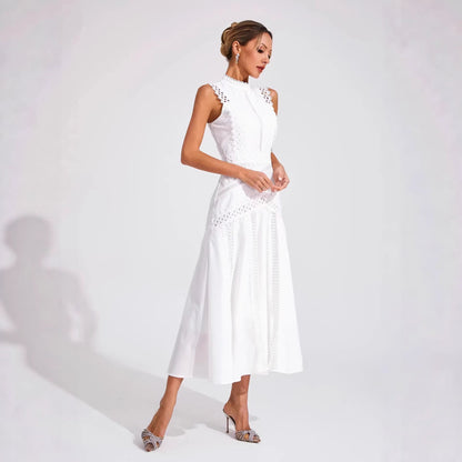 Damen Midi-Kleid Spitzenakzente Eveloria