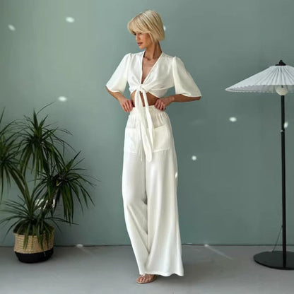 Damen Crop- und High-Waist-Hose Set