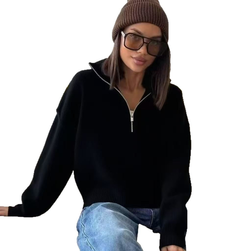 Damen Pullover Halbreißverschluss Lässiger Schnitt Eveloria