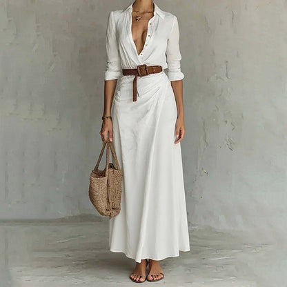 Damen Maxi-Kleid V-Ausschnitt Tailliert Eveloria