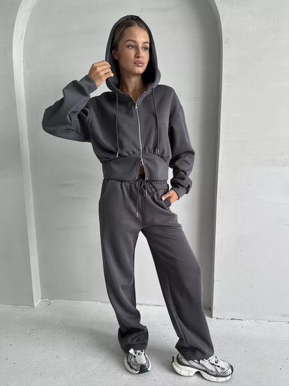 Damen Sport Set Cropped Hoodie und Jogginghose Eveloria