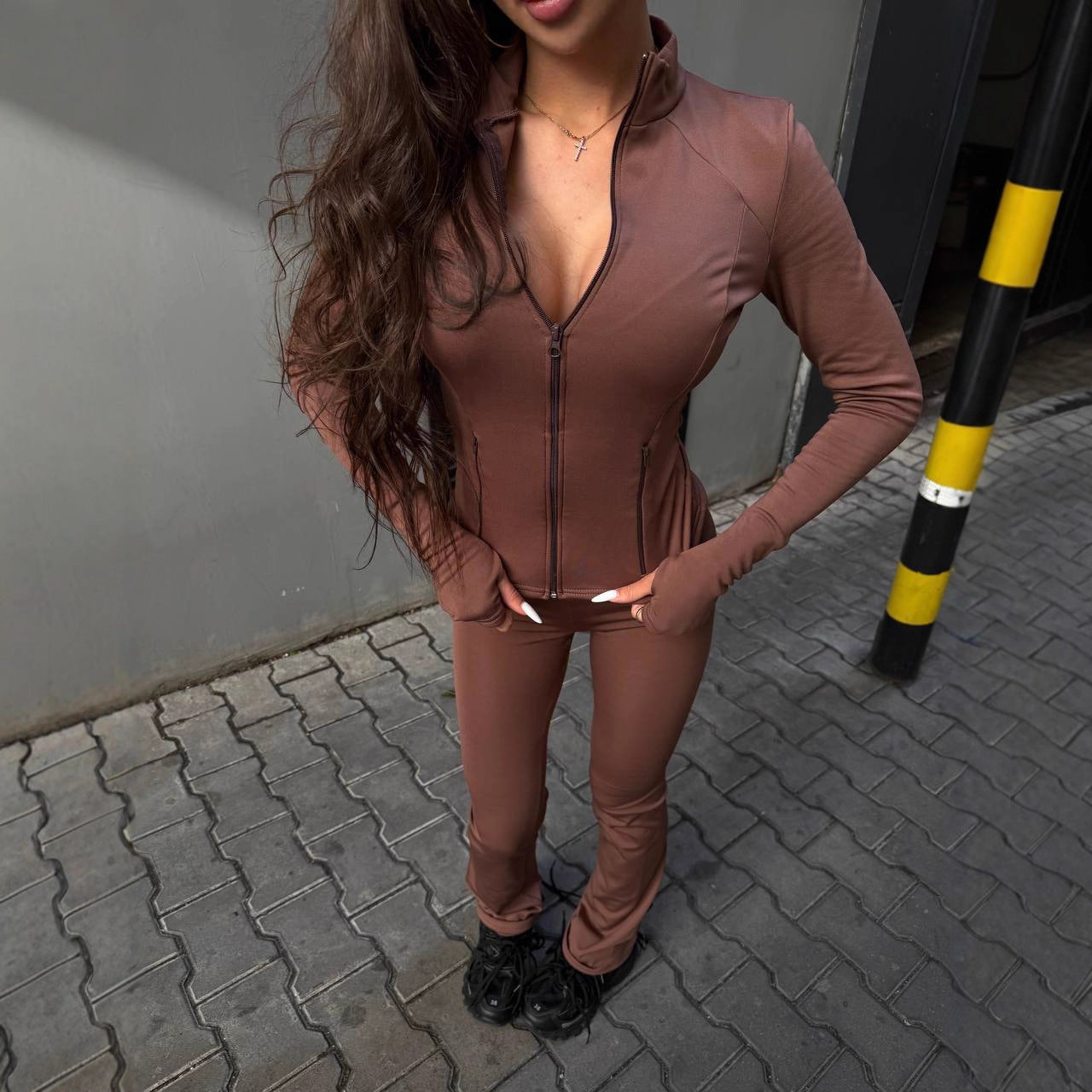 Damen Sportjacke Hochkragen Funktionstaschen Eveloria