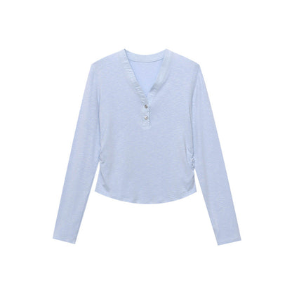 Damen Langarmshirt mit Knöpfen und lockerem Schnitt Eveloria