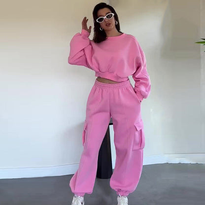Damen Cropped Sweater Jogginghosen Set