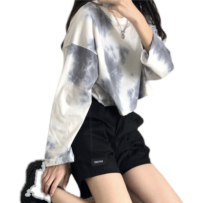 Damen Cropped Sweatshirt Batik-Design Lässig Eveloria