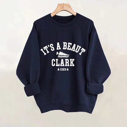 Damen Sweatshirt Lässiger Schriftzug Bequemer Schnitt Grau Eveloria