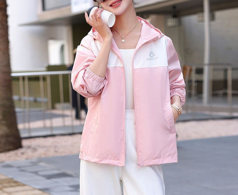 Damen Übergangsjacke Leicht Kapuzen-Design Beige