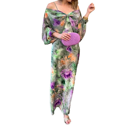Damen Maxikleid Elegantes Design Transparente Ärmel