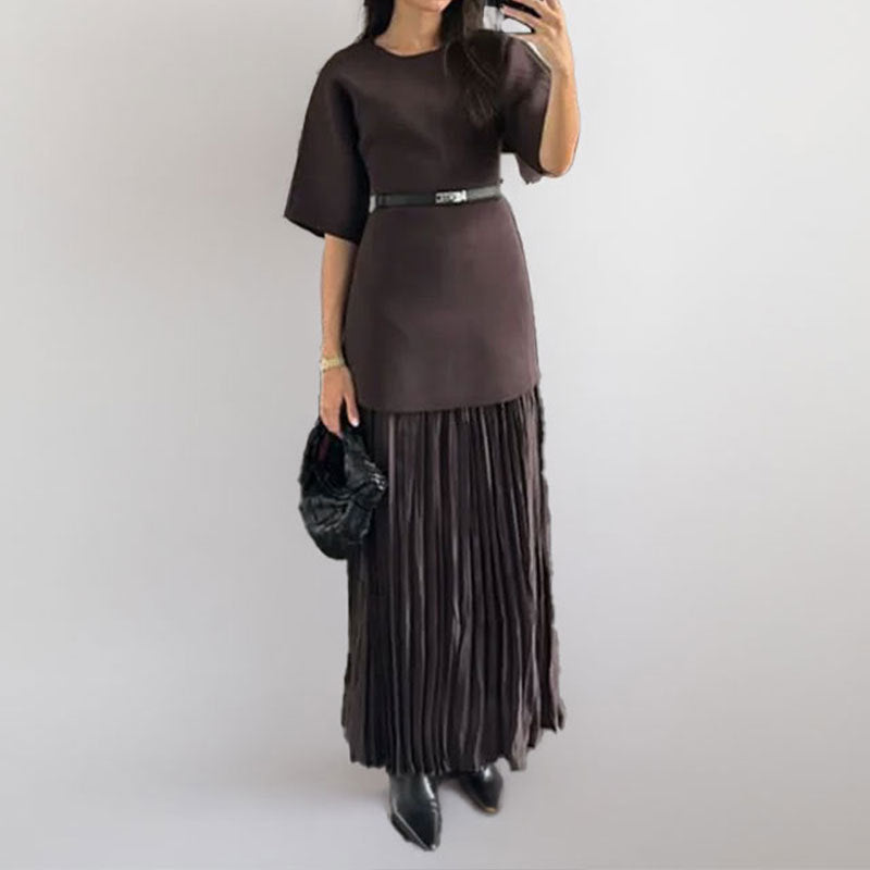 Damen Maxikleid Elegantes Falten-Design Moderner Schnitt