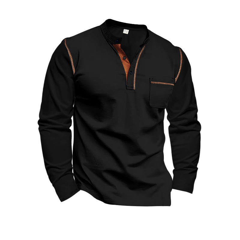 Herren Langarm-Shirt mit Kragen und Brusttasche Eveloria