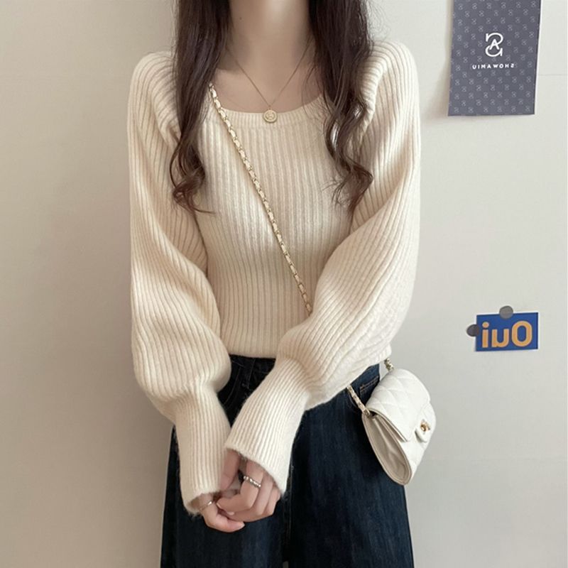 Damen Strickpullover Weit Ärmel Eveloria