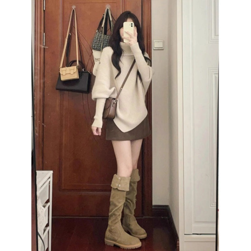 Damen Oversized Pullover Asymmetrischer Saum Eveloria