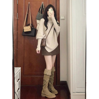 Damen Oversized Pullover Asymmetrischer Saum Eveloria