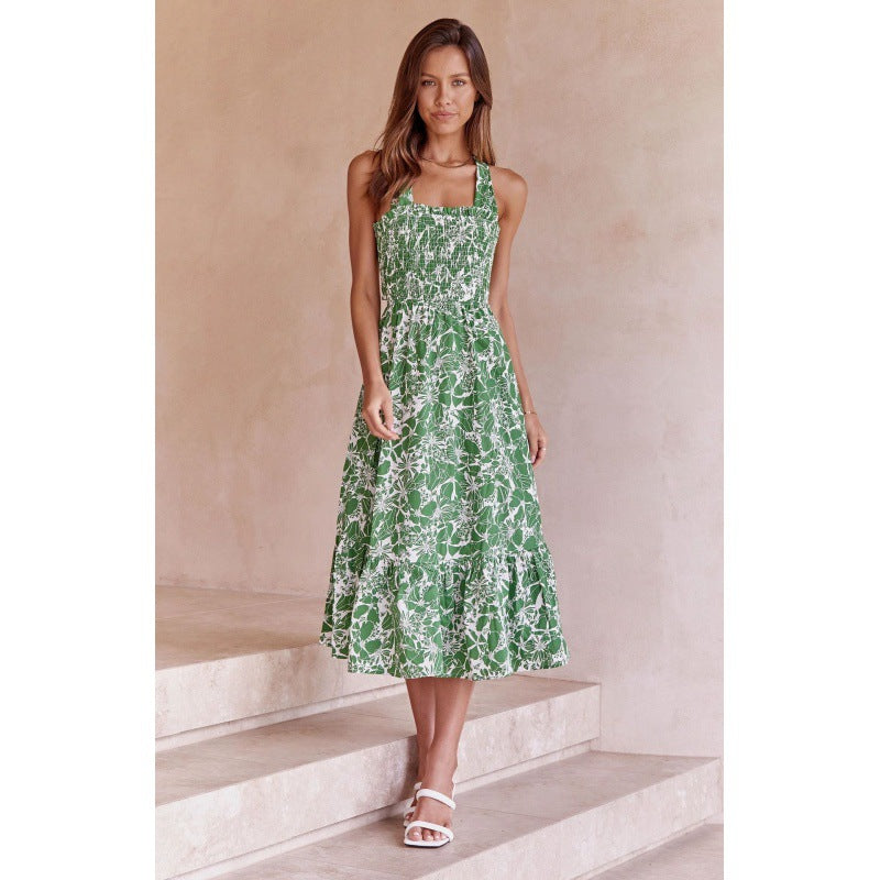 Damen Maxikleid Florales Design Elastisch