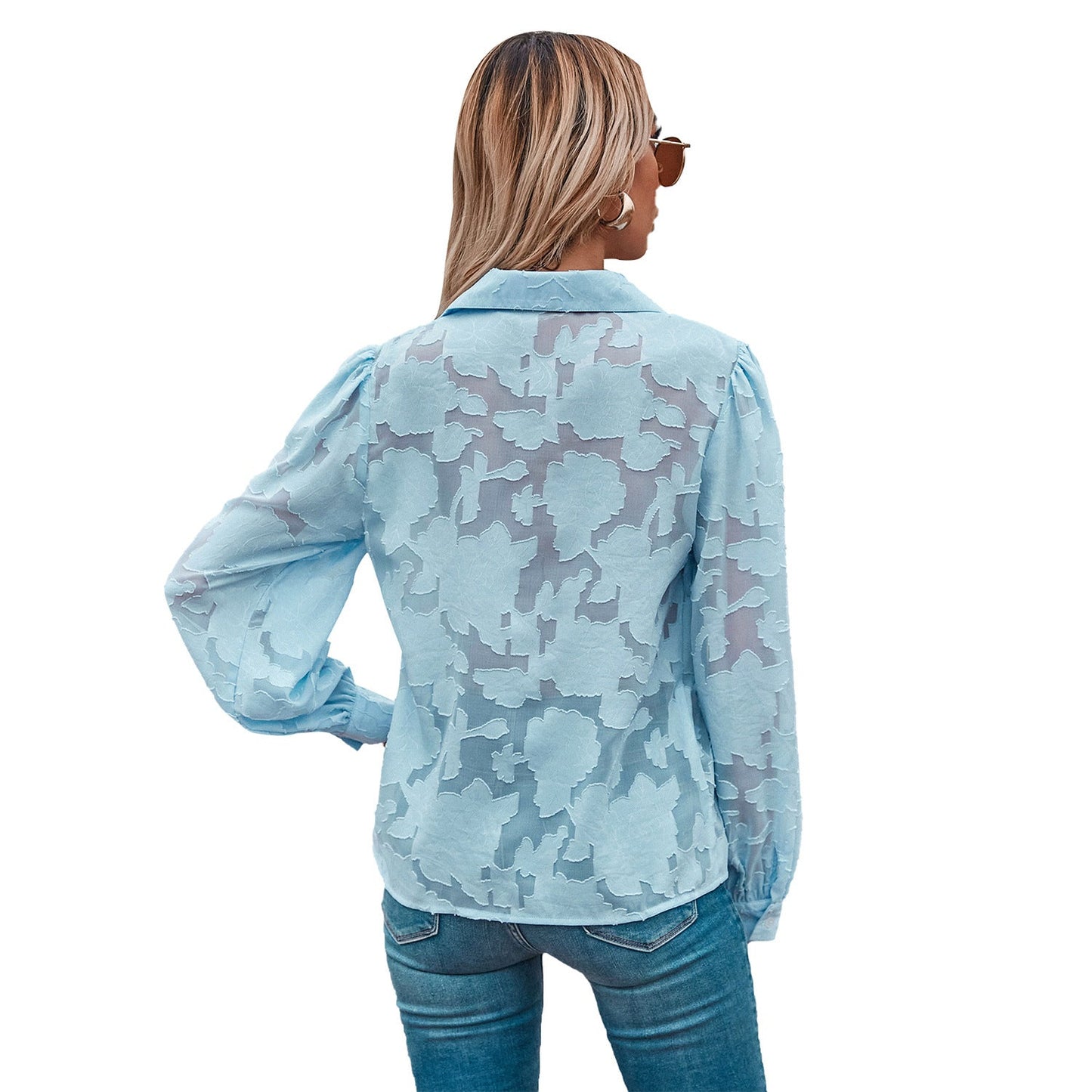 Damen Bluse Ballonärmel Floralmuster