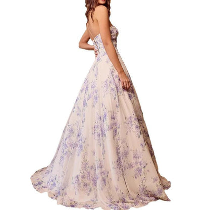 Damen Hochzeitskleid Sweetheart-Ausschnitt Florales Chiffon Weiss